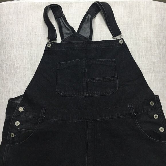 Women’s 90s Y2K Denim Overall Shorts XL Black Shortfall Romper Grunge Whimsygoth - Picture 4 of 16